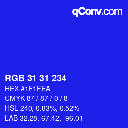 Color code: RGB 31 31 234 | qconv.com