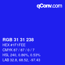 Color code: RGB 31 31 238 | qconv.com