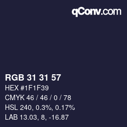 Color code: RGB 31 31 57 | qconv.com