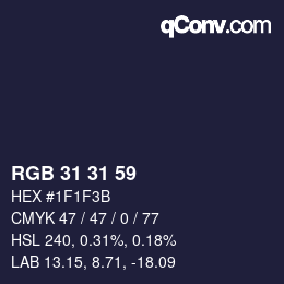 Color code: RGB 31 31 59 | qconv.com