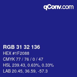Color code: RGB 31 32 136 | qconv.com