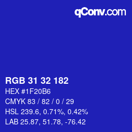 Color code: RGB 31 32 182 | qconv.com