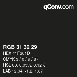 Color code: RGB 31 32 29 | qconv.com