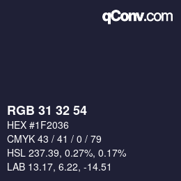 Color code: RGB 31 32 54 | qconv.com