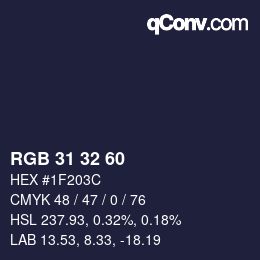カラーコード: RGB 31 32 60 | qconv.com