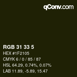 Color code: RGB 31 33 5 | qconv.com