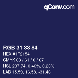 Color code: RGB 31 33 84 | qconv.com