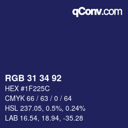 Color code: RGB 31 34 92 | qconv.com