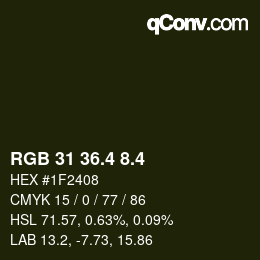カラーコード: RGB 31 36.4 8.4 | qconv.com