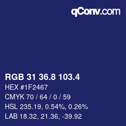 カラーコード: RGB 31 36.8 103.4 | qconv.com