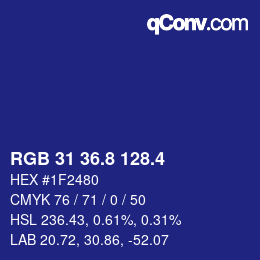 カラーコード: RGB 31 36.8 128.4 | qconv.com