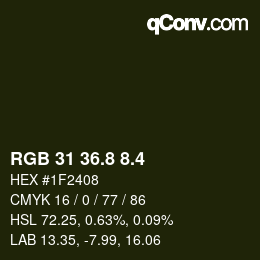 カラーコード: RGB 31 36.8 8.4 | qconv.com