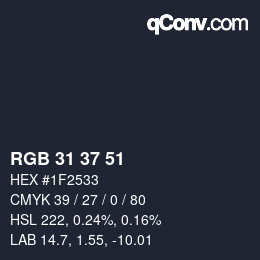 カラーコード: RGB 31 37 51 | qconv.com