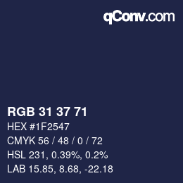 Color code: RGB 31 37 71 | qconv.com