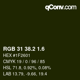 カラーコード: RGB 31 38.2 1.6 | qconv.com