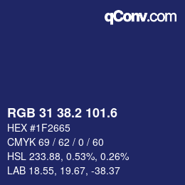 カラーコード: RGB 31 38.2 101.6 | qconv.com