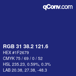 カラーコード: RGB 31 38.2 121.6 | qconv.com