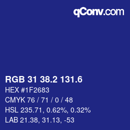 カラーコード: RGB 31 38.2 131.6 | qconv.com