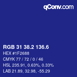 カラーコード: RGB 31 38.2 136.6 | qconv.com
