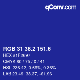 カラーコード: RGB 31 38.2 151.6 | qconv.com