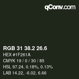 カラーコード: RGB 31 38.2 26.6 | qconv.com
