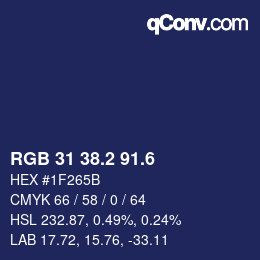 カラーコード: RGB 31 38.2 91.6 | qconv.com