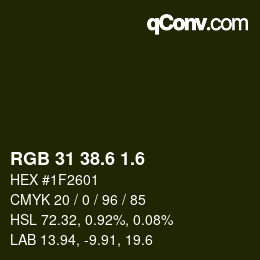 カラーコード: RGB 31 38.6 1.6 | qconv.com