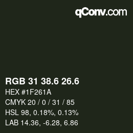 カラーコード: RGB 31 38.6 26.6 | qconv.com