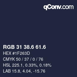 カラーコード: RGB 31 38.6 61.6 | qconv.com