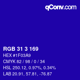 Color code: RGB 31 3 169 | qconv.com