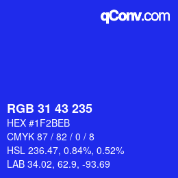 颜色代码: RGB 31 43 235 | qconv.com