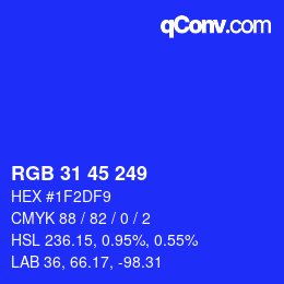 Color code: RGB 31 45 249 | qconv.com