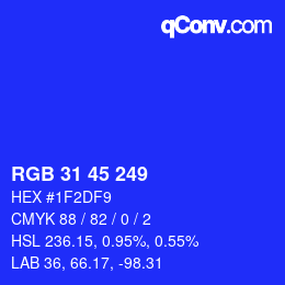 Color code: RGB 31 45 249 | qconv.com