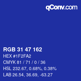 Color code: RGB 31 47 162 | qconv.com