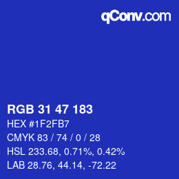 Color code: RGB 31 47 183 | qconv.com