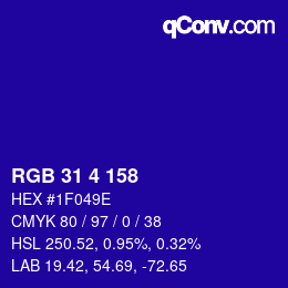 カラーコード: RGB 31 4 158 | qconv.com