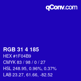 颜色代码: RGB 31 4 185 | qconv.com