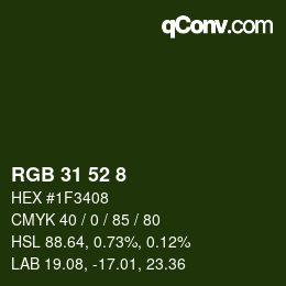 カラーコード: RGB 31 52 8 | qconv.com