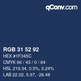 Color code: RGB 31 52 92 | qconv.com