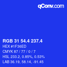 カラーコード: RGB 31 54.4 237.4 | qconv.com