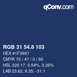 カラーコード: RGB 31 54.8 103 | qconv.com