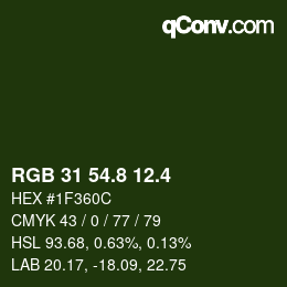 カラーコード: RGB 31 54.8 12.4 | qconv.com