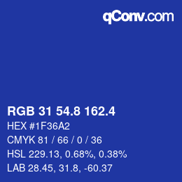 カラーコード: RGB 31 54.8 162.4 | qconv.com