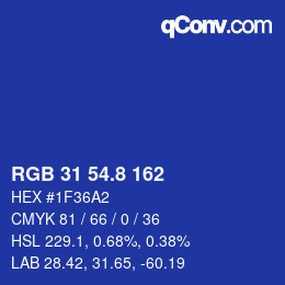 カラーコード: RGB 31 54.8 162 | qconv.com
