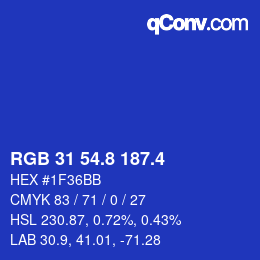 カラーコード: RGB 31 54.8 187.4 | qconv.com