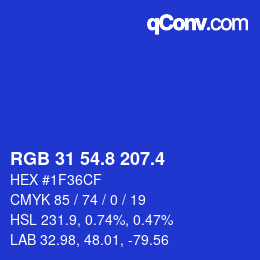 カラーコード: RGB 31 54.8 207.4 | qconv.com