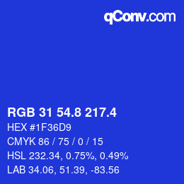 カラーコード: RGB 31 54.8 217.4 | qconv.com