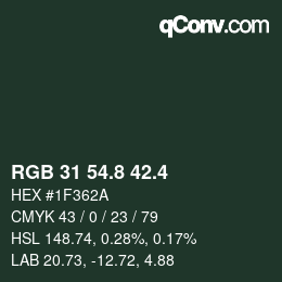 カラーコード: RGB 31 54.8 42.4 | qconv.com