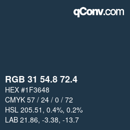 カラーコード: RGB 31 54.8 72.4 | qconv.com