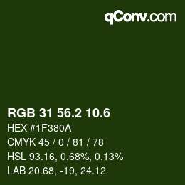 カラーコード: RGB 31 56.2 10.6 | qconv.com